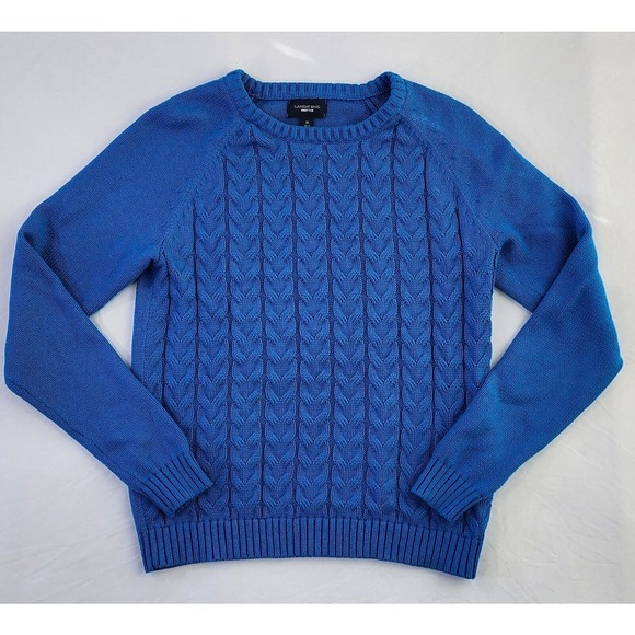 Lands' End Sweaters - Lands End Sweater Women's Medium Blue Drifter Cable Knit Long Sleeve 100% Cotton